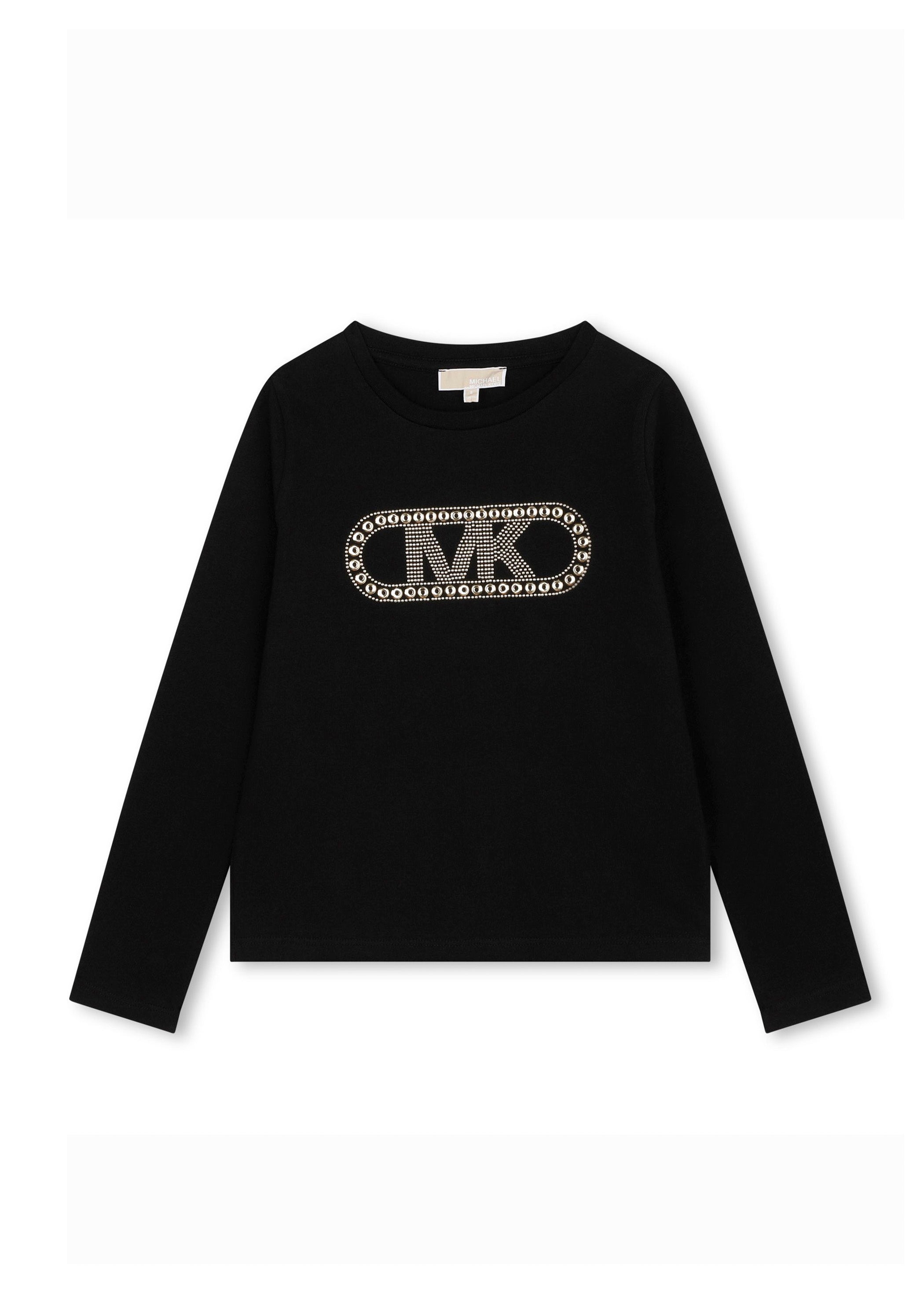 Michael Kors Kids T-shirt Lunghe Maniche Nera con Logo per Bambine