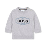 Boss Kids Felpa Grigia Girocollo con Logo per Neonati