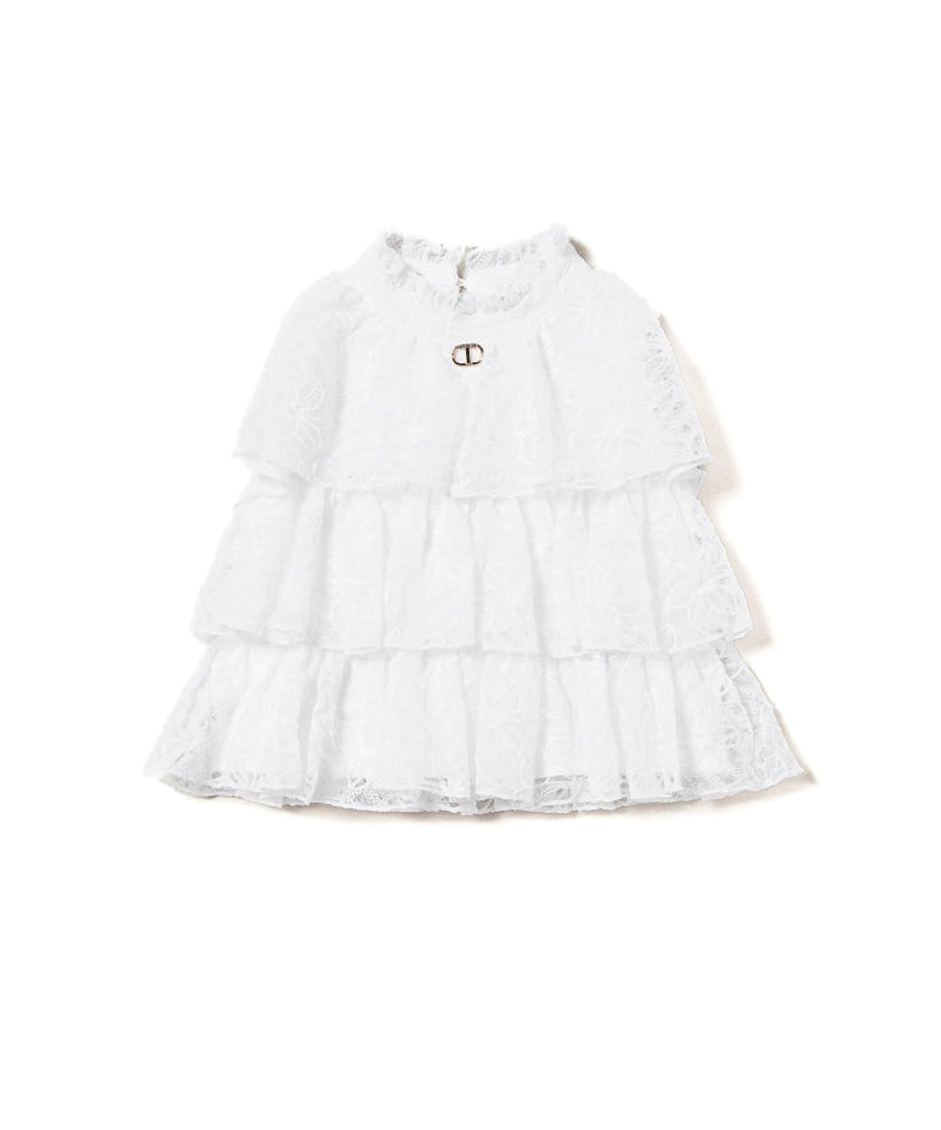 Twinset Kids Top Bianco in Tulle con Ricami per Bambine