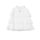 Twinset Kids Top Bianco in Tulle con Ricami per Bambine