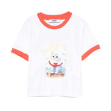 Msgm Kids T-Shirt Bianco/Corallo con Stampa per Bambine