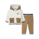 Boss Kids Completo Felpa con Pantalone Bianco/Biscotto per Neonati