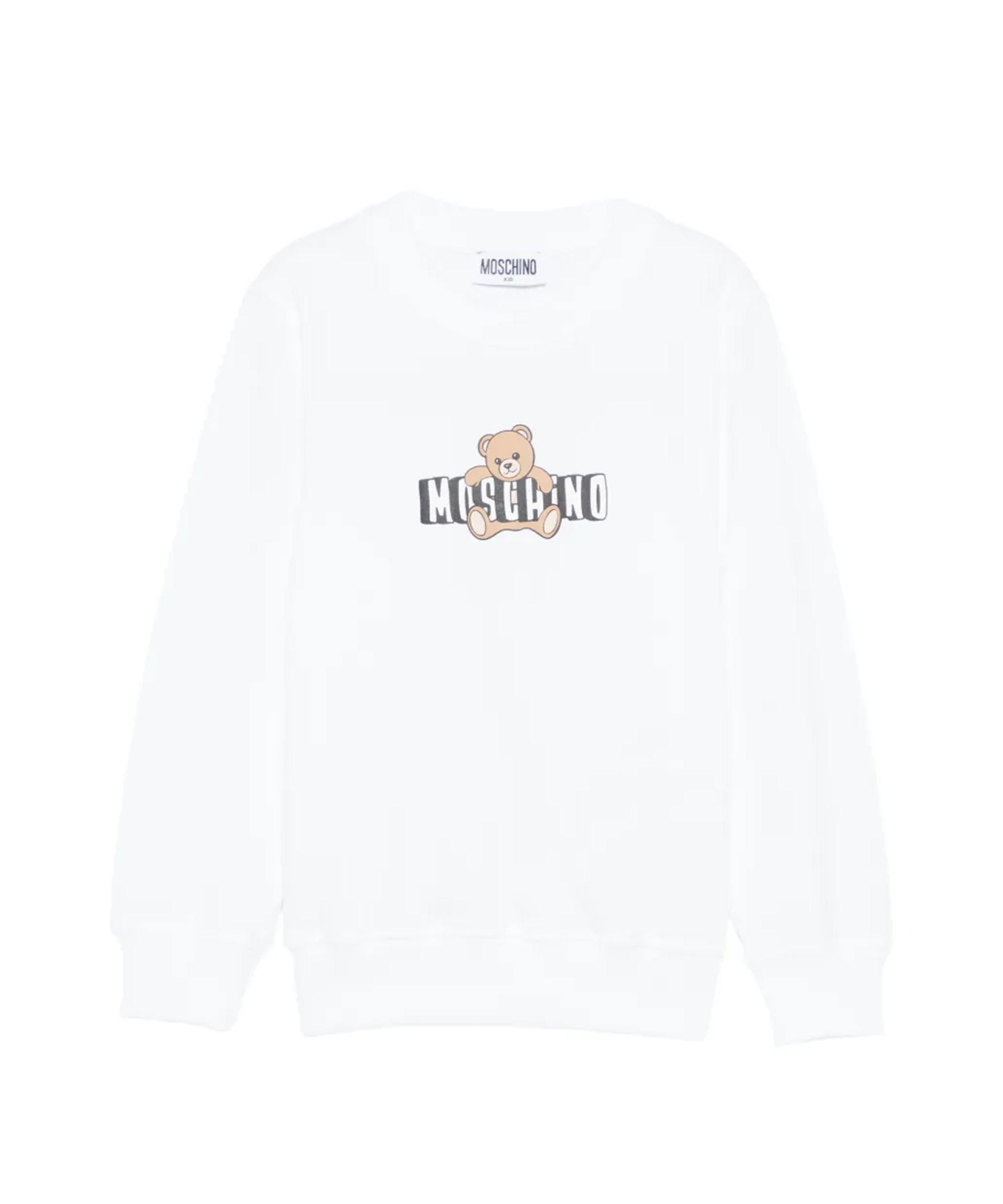 Moschino Kids Felpa Bianca con Logo Teddy Bear per Bambini