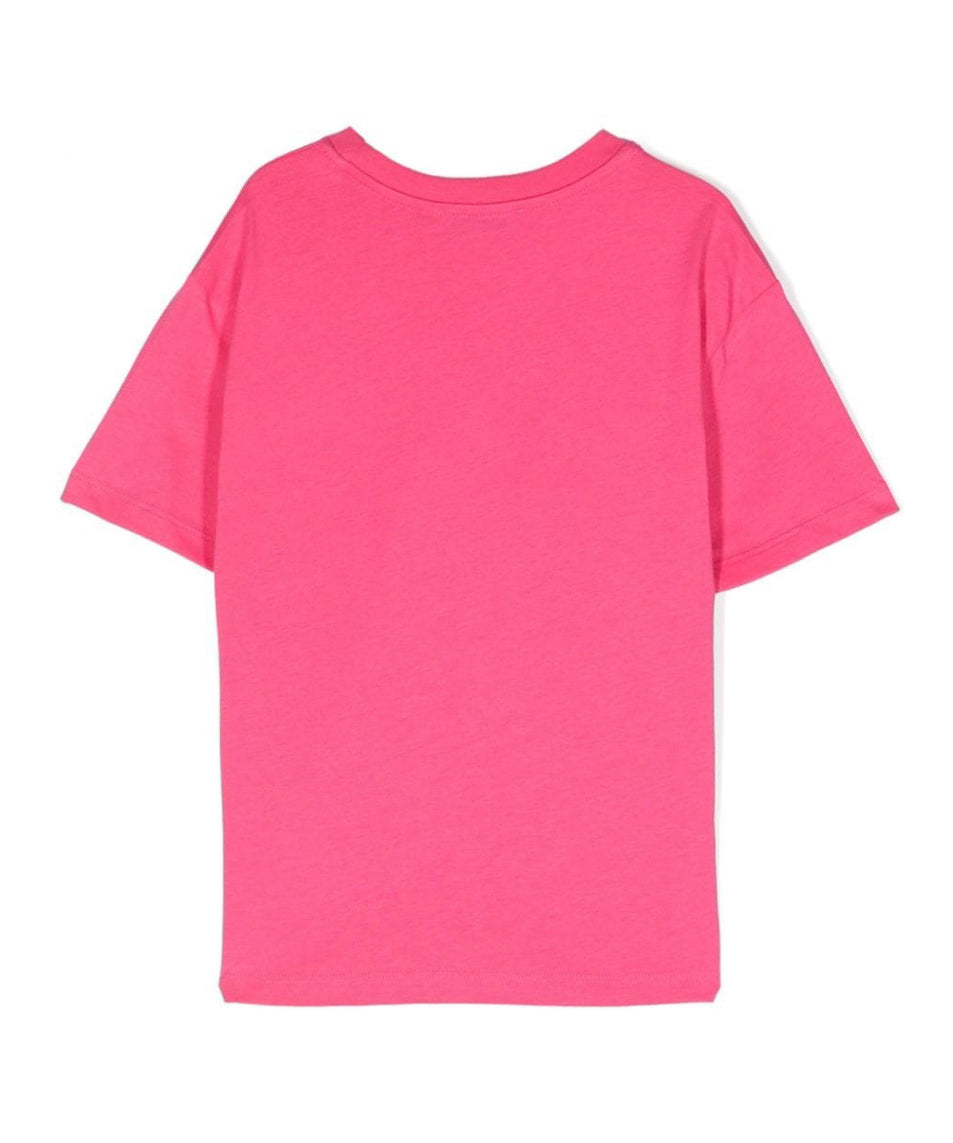 MSGM Kids T-Shirt Fuxia con Stampa Multicolor per Bambine