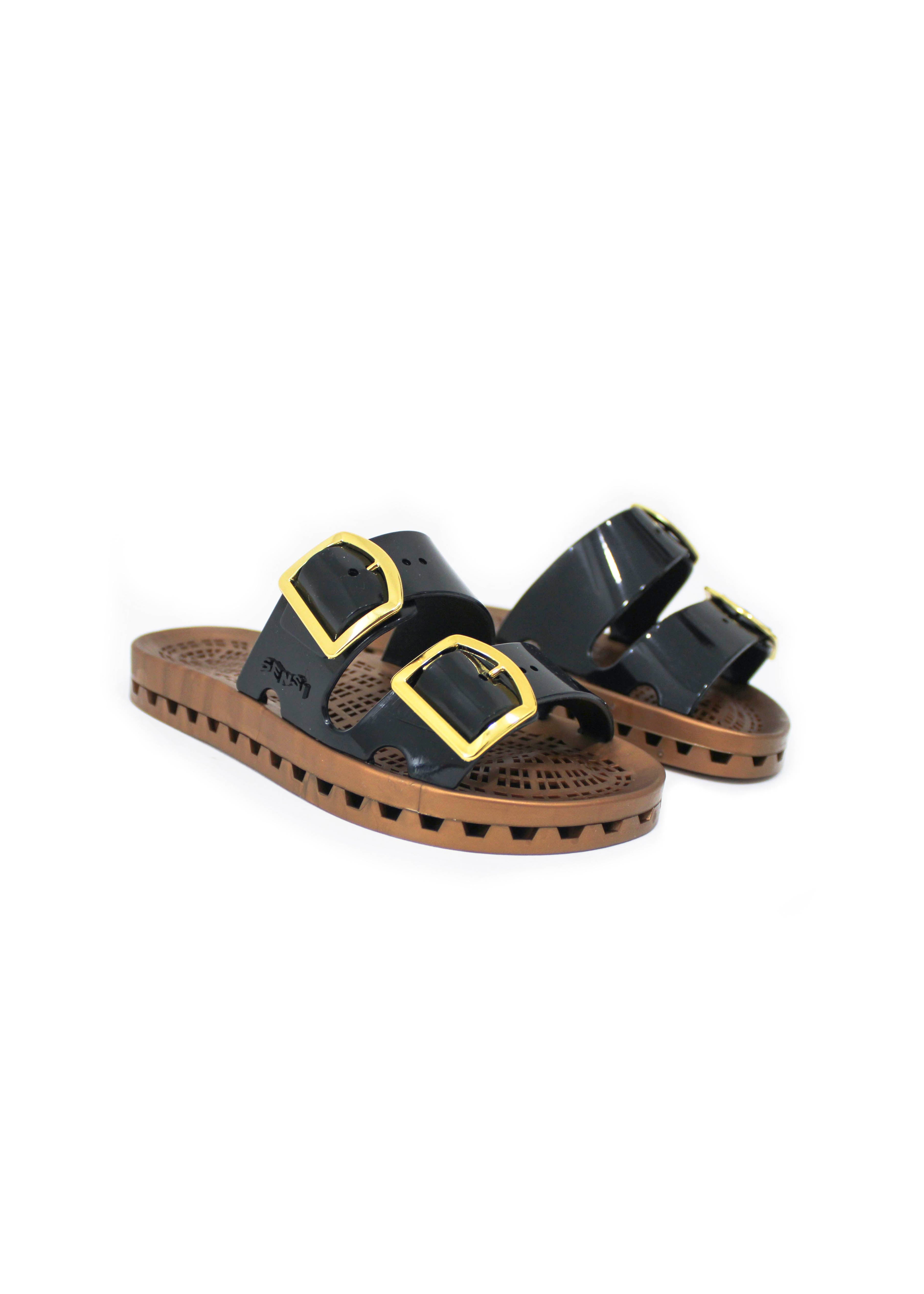 Sensi Kids Prestige Sandalo Nero Doppia Fascia per Bambini (fronte)