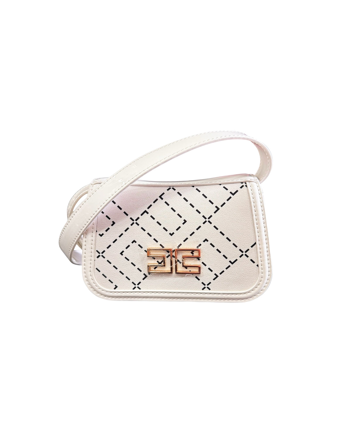Elisabetta Franchi La Mia Bambina Borsa a Tracolla Panna con Logo Geometrica per Bambine