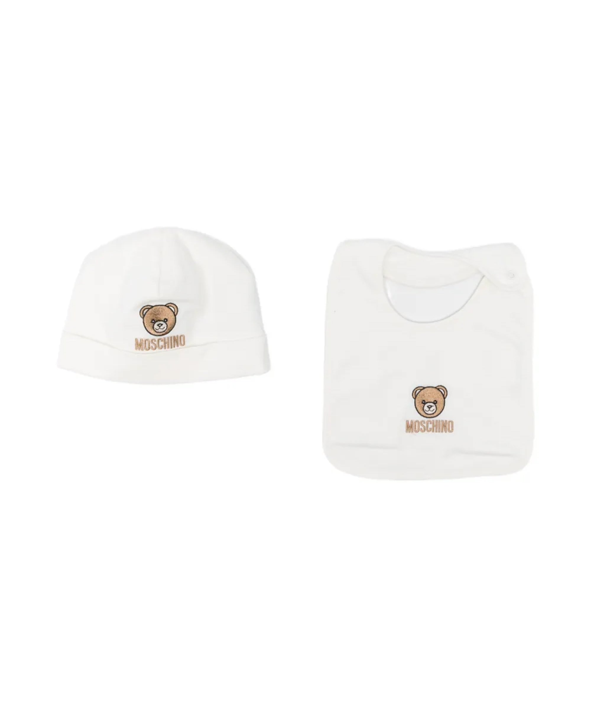 Moschino Kids Set Bavetta+Cappellino Panna per Neonati