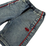 Diesel Kids Bermuda con Lavaggio Sabbiato Dettagli a Contrasto Rossi e Logo Oval D Ricamato