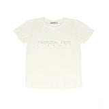 Patrizia Pepe Kids T-Shirt Bianco con Strass Bianco per Bambine
