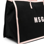 MSGM Kids Borsa Nera Tote Grande con Stampa Florence Kids (dettaglio)