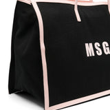 MSGM Kids Borsa Nera Tote Grande con Stampa Florence Kids (dettaglio)
