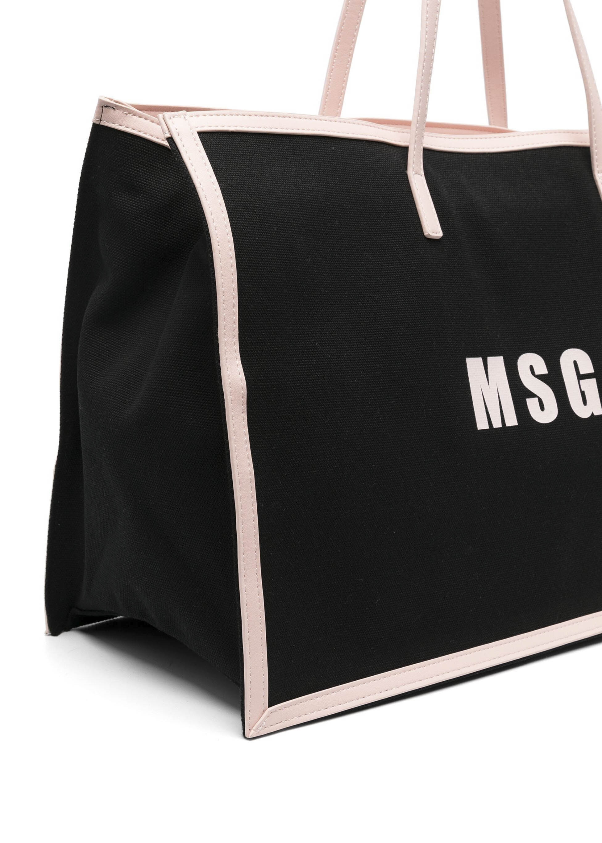 MSGM Kids Borsa Nera Tote Grande con Stampa Florence Kids (dettaglio)