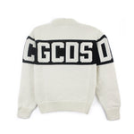 GCDS Kids Maglione Panna con Banda Logo per Bambini