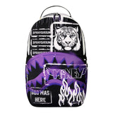 Sprayground Kids Zaino Unisex Think On It Nero e Viola con Stampa Tigre, Shark Mouth e Graffiti