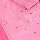 MSGM Kids Giacca Blazer Rosa con Applicazione Strass per Bambine (dettaglio)
