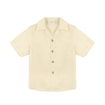 Yes London Kids Camicia Beige Monocolore con Bottoni a Contrasto per Bambini