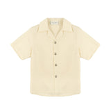 Yes London Kids Camicia Beige Monocolore con Bottoni a Contrasto per Bambini