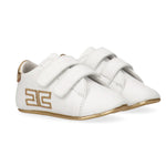 Elisabetta Franchi La Mia Bambina Scarpe Culla Bianco/Oro con Logo per Neonate
