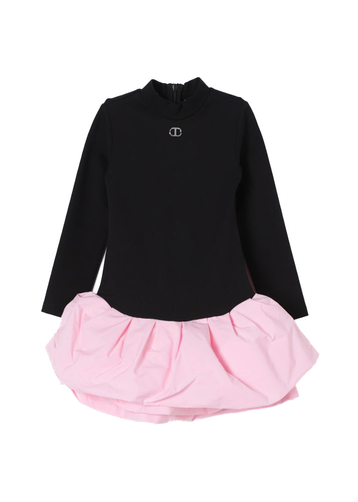 Twinset Kids Abito Nero/Rosa per Bambine