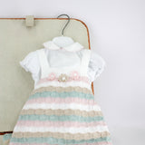 Marlù Salopette Bianca/Multicolor per Neonate