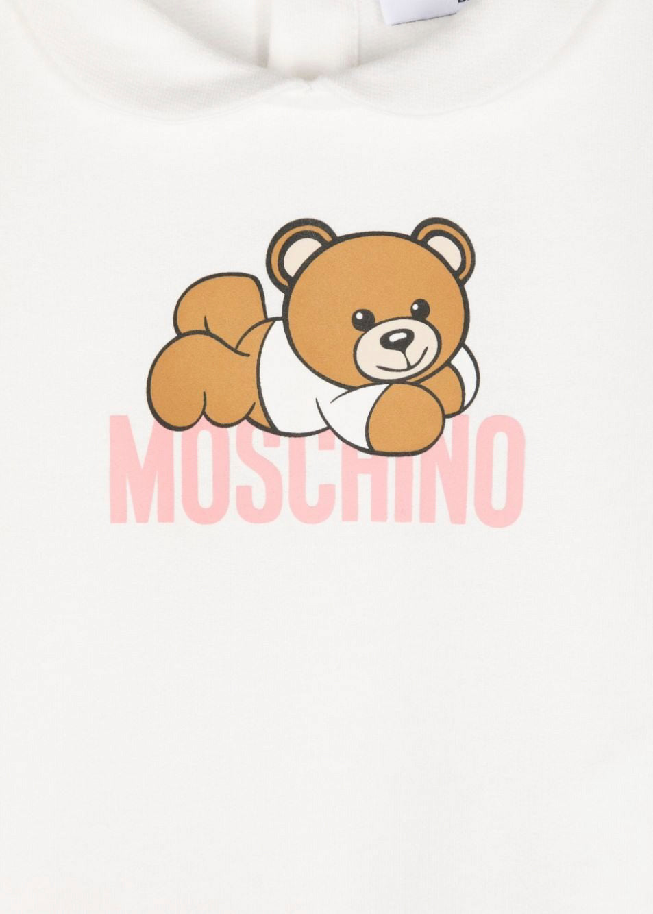 Moschino Kids Tutina Bianco/Rosa con Stampa Logo per Neonate