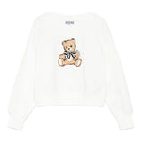 Moschino Kids Felpa Girocollo Panna con Teddy per Bambine