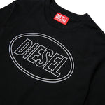 Diesel Kids T-shirt Nera con Stampa Oval D Unisex per Bambini