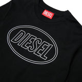 Diesel Kids T-shirt Nera con Stampa Oval D Unisex per Bambini