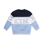 Iceberg Kids Felpa Girocollo Blu/azzurra con Stampa Logo Frontale a Contrasto per Neonati