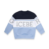 Iceberg Kids Felpa Girocollo Blu/azzurra con Stampa Logo Frontale a Contrasto per Neonati