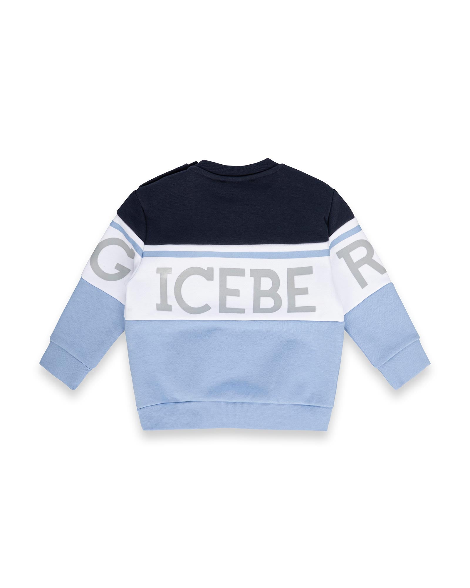 Iceberg Kids Felpa Girocollo Blu/azzurra con Stampa Logo Frontale a Contrasto per Neonati