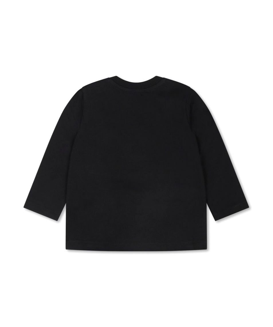 Moschino Kids Blusa Nera con Stampa Logo Teddy Bear per Neonati (retro)