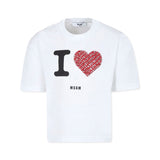 MSGM Kids T-Shirt Bianca con Stampa per Bambine