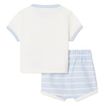 Lacoste Kids Completo T-Shirt+Bermuda Bianco e Cielo per Neonati