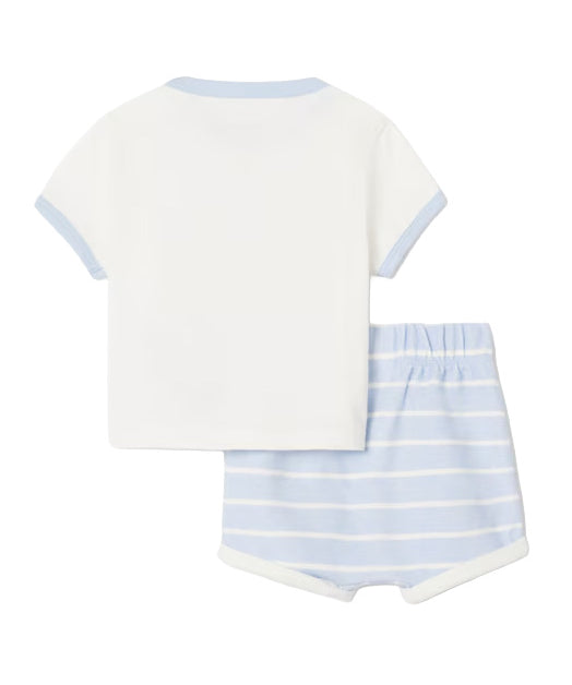 Lacoste Kids Completo T-Shirt+Bermuda Bianco e Cielo per Neonati