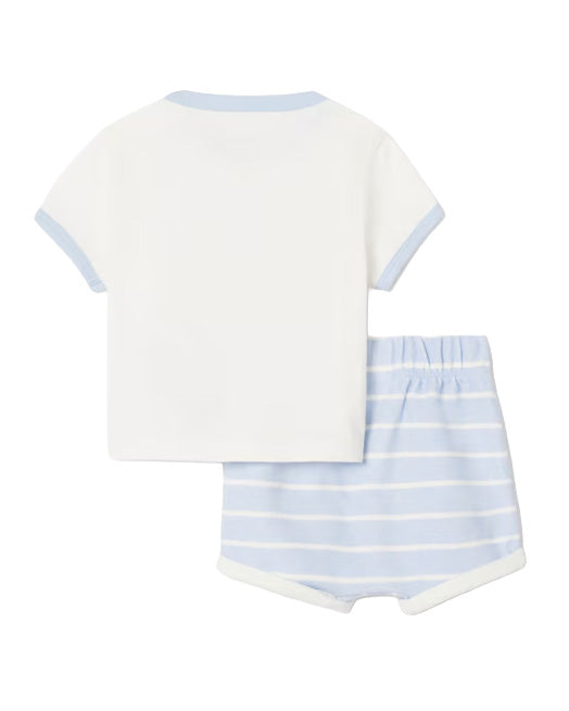 Lacoste Kids Completo T-Shirt+Bermuda Bianco e Cielo per Neonati