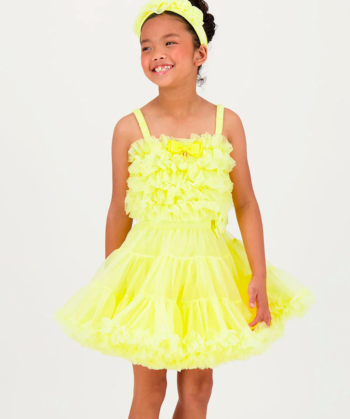 Angel's Face Top in Tulle Giallo per Bambine