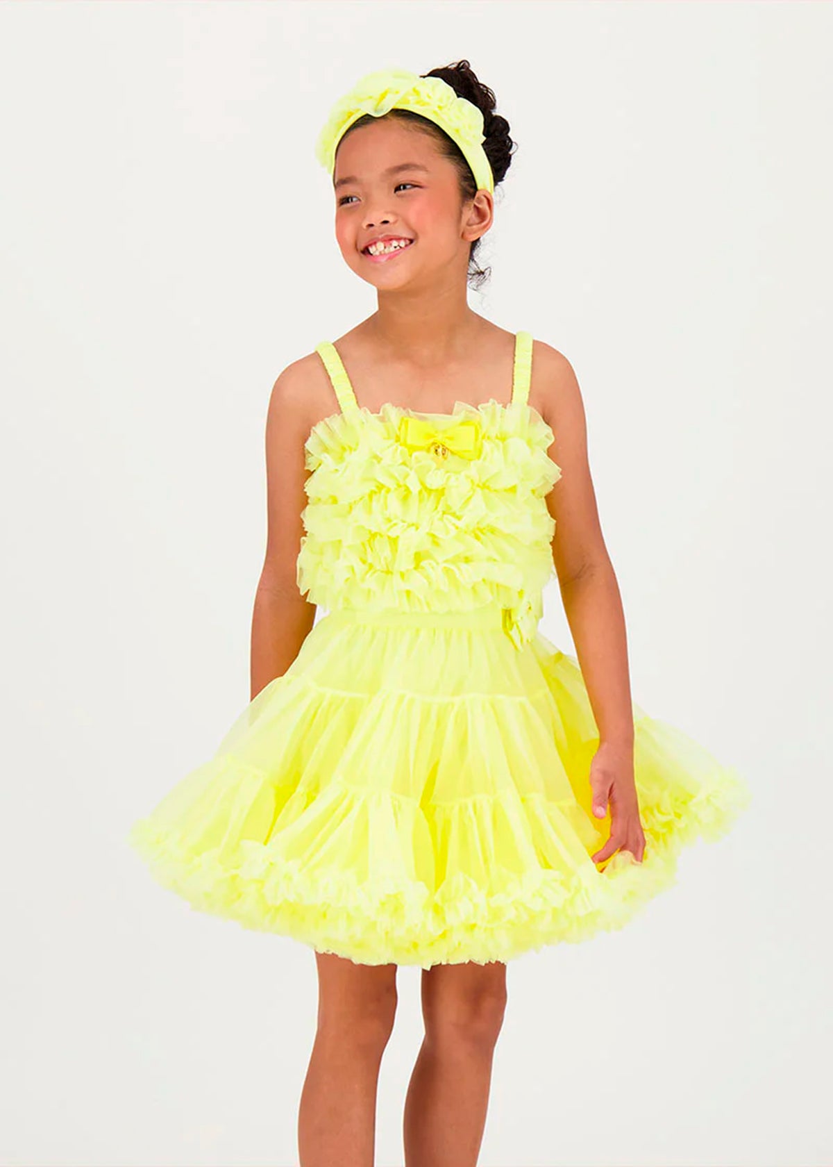 Angel's Face Top in Tulle Giallo per Bambine