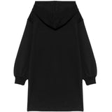 Moschino Kids Vestito Nero con Cappuccio in Felpa e Stampa Logo Pennellata per Bambine