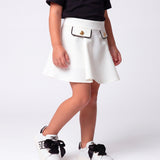 Elisabetta Franchi La Mia Bambina Gonna Avorio con Bottoni Oro per Neonate