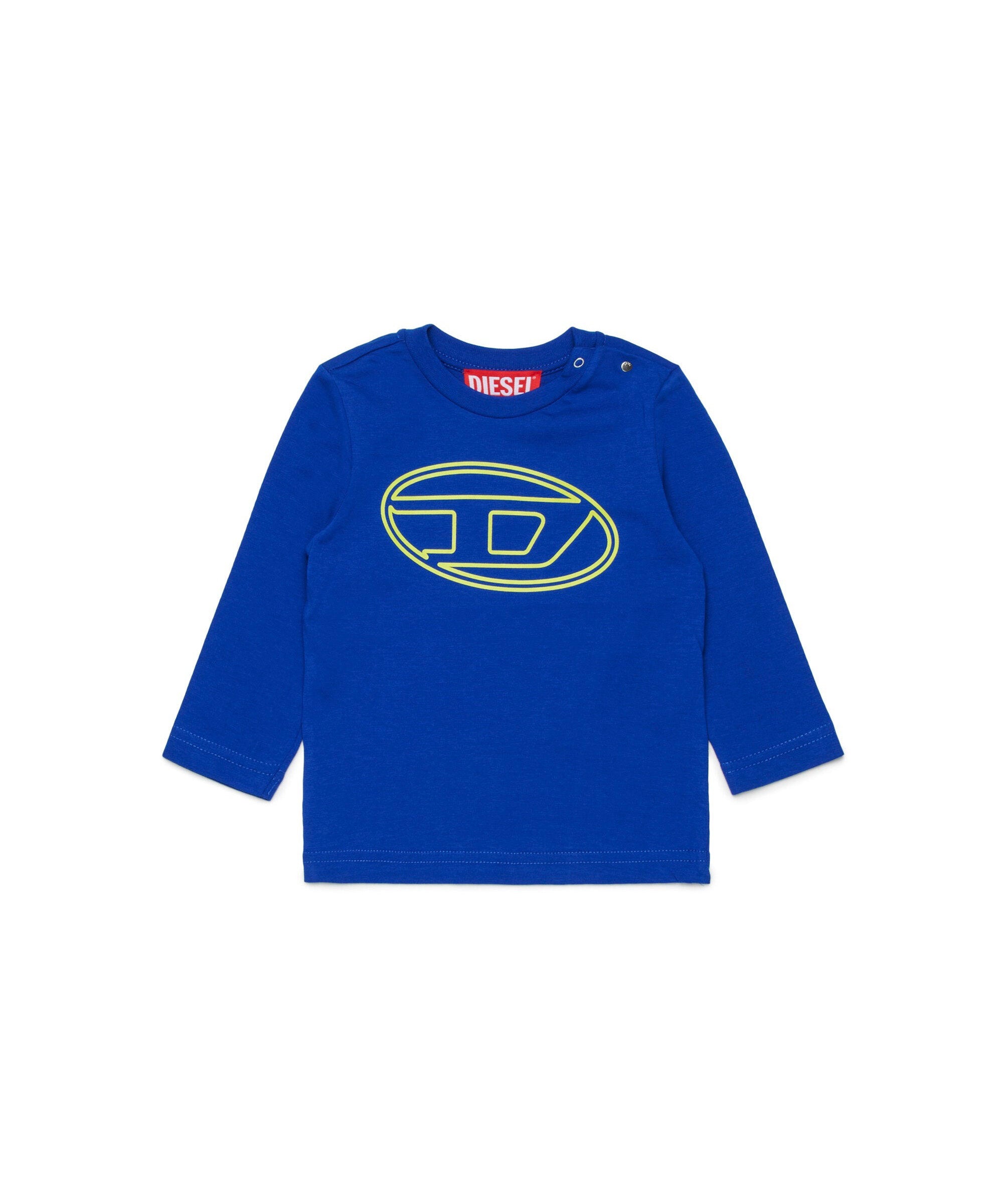 Diesel Kids T-shirt Blu Lunghe Maniche con Oval D per Neonati