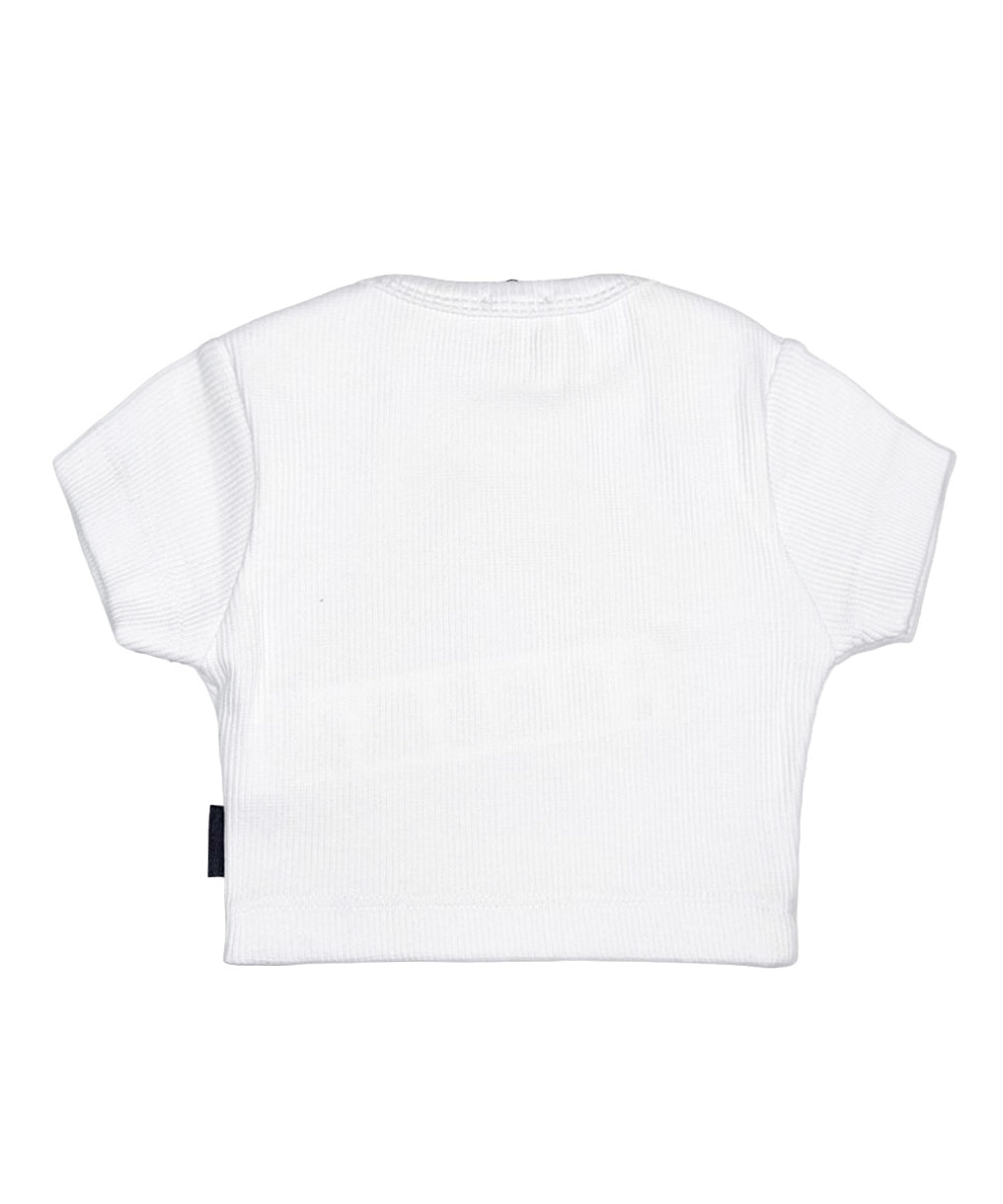 Gcds Kids T-Shirt Bianco a Costine per Bambine