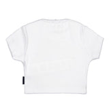 Gcds Kids T-Shirt Bianco a Costine per Bambine