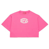 Diesel Kids Fuchsia Cropped T-shirt with Puffy Print