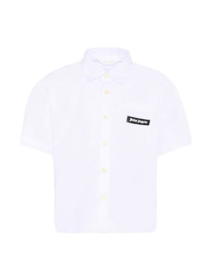 Palm Angels Kids Camicia Bianco con Logo per Bambini