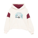 MSGM Kids Felpa con Cappuccio Crema Crop con Logo per Bambine