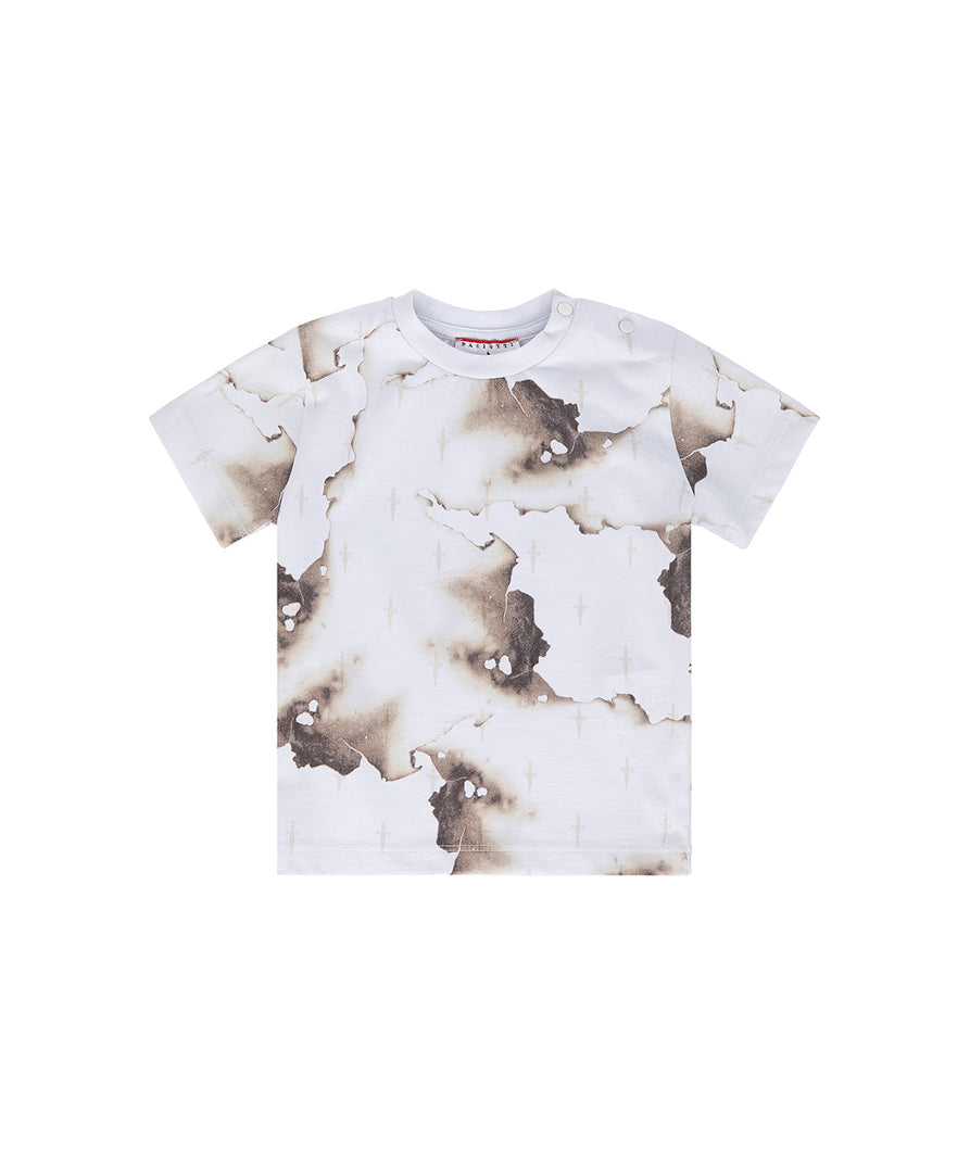 Cesare Paciotti T-shirt Bianca Fantasia Burned per Neonati