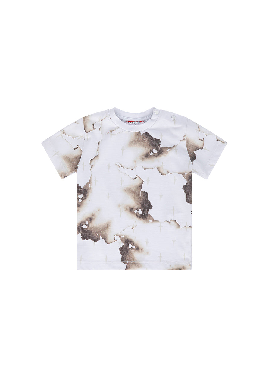 Cesare Paciotti T-shirt Bianca Fantasia Burned per Neonati