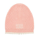 Elisabetta Franchi La Mia Bambina Cappellino Rosa e Avorio con Logo per Neonate