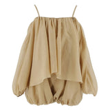 Pinko Kids Tutina a Blusa con Bretelle Beige per Bambine